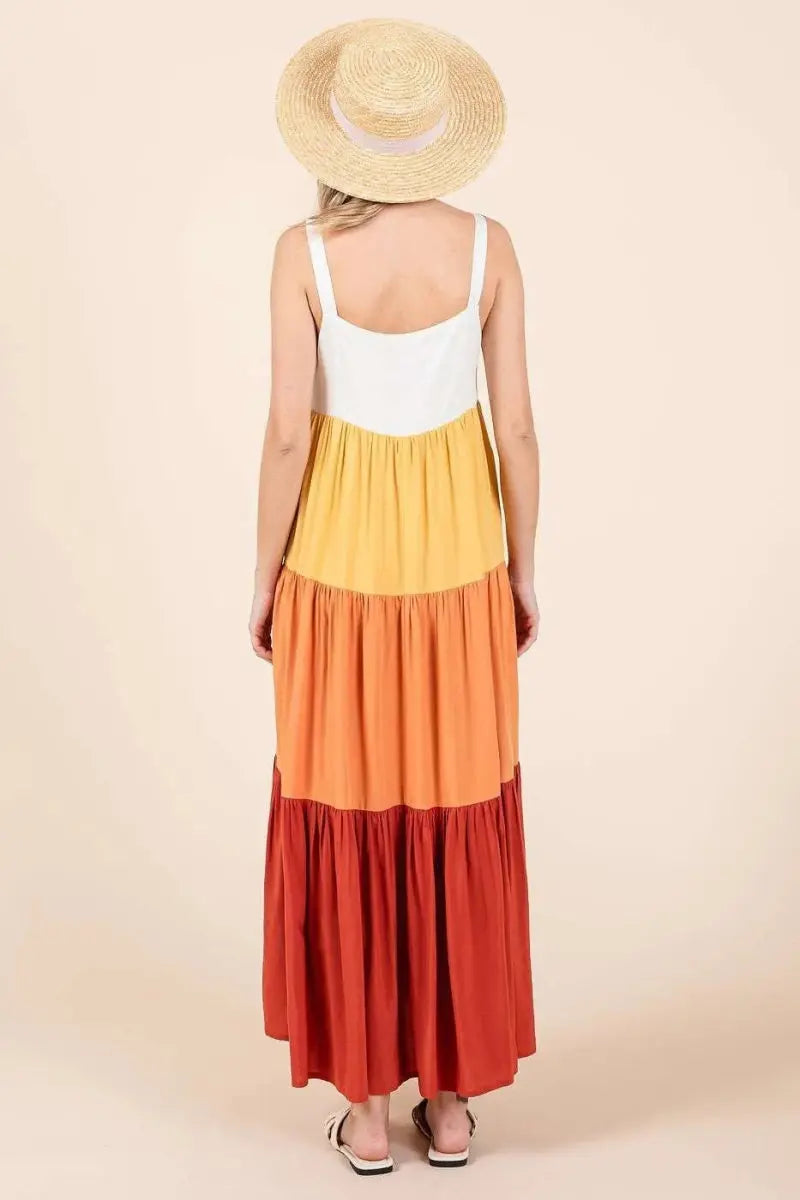 Mittoshop Color Block Tiered Pull-On Maxi Dress for Women - Love Salve